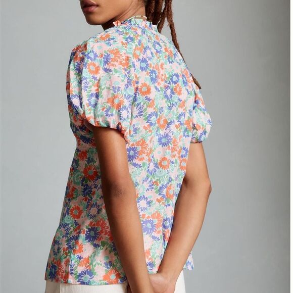 Banjanan Tammy Buttondown Floral Blouse New With Tags - Picture 2 of 9